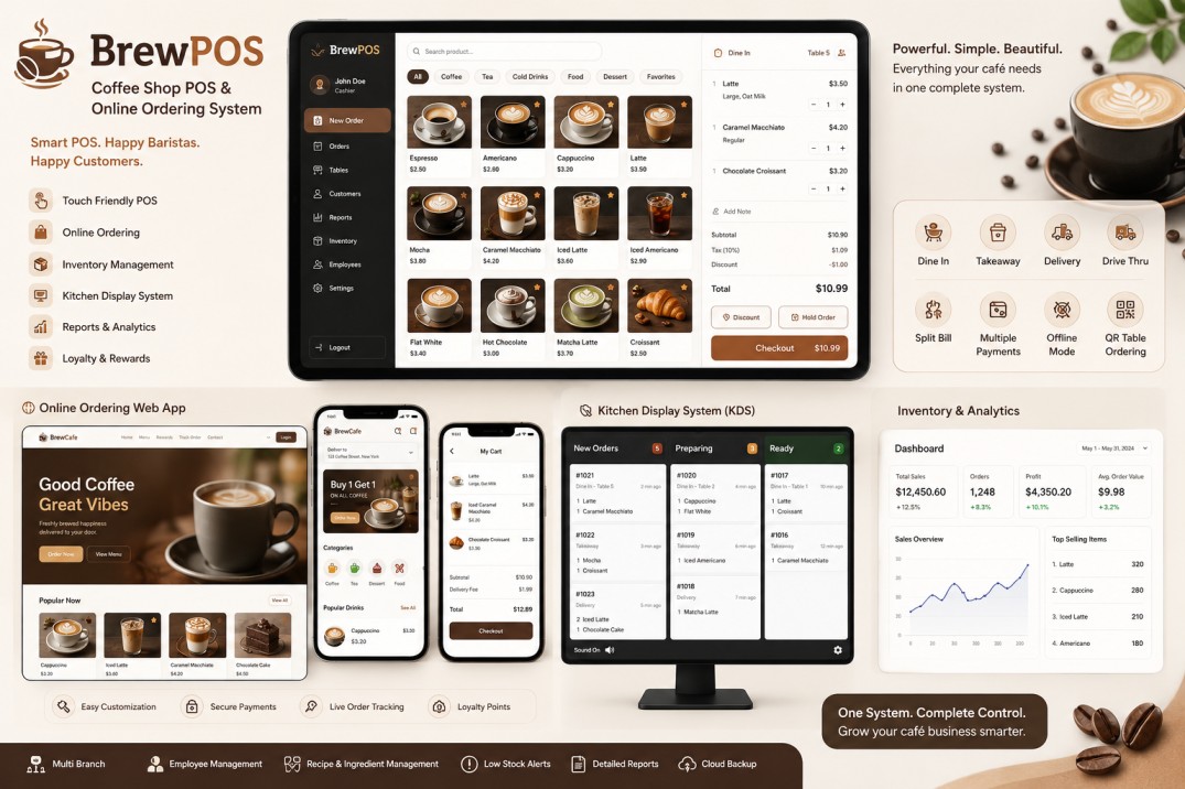 Smart Coffee Shop POS & Online Ordering Ecosystem